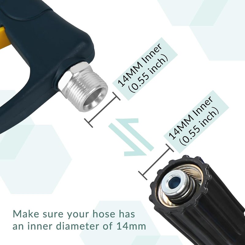 Sooprinse Short Pressure Washer Gun with Foam Cannon, High Pressure Washer Gun Snow Foam Lance with 1/4 Inch Quick Connector, 5 Nozzle Tips with Car Wash Mitt, 3000 PSI, 1 Liter - Image 2